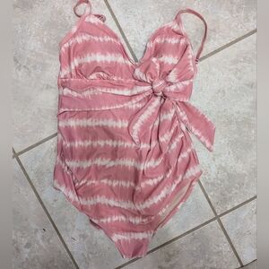 Maternity Large Pink Tie-Dye One Piece Swimsuit
